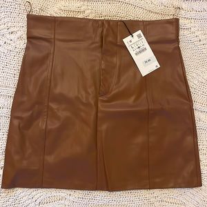 Zara Brown Faux Leather Skirt - New With Tags!